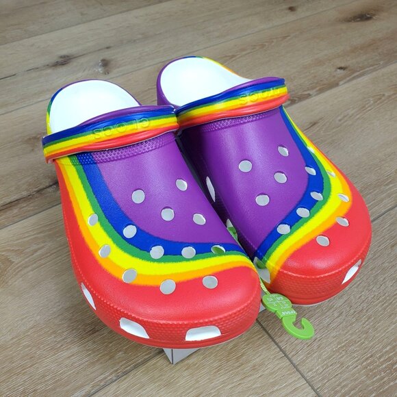 Crocs Classic Rainbow Dye Multicolor Clog Womens or Mens Size Arc Purple Red NEW - Picture 1 of 12